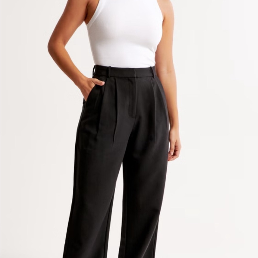 Women's Black Linen High-Waisted Pants